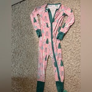 Little Sleepies Pink Christmas Tree zippies pajamas 3T